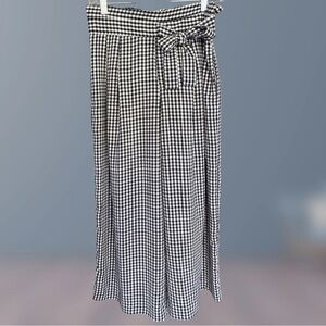 Zara Gingham Wide Leg Belted High Waist Pants | Like New